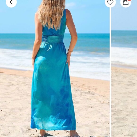 Celestial Tide Blue Smocked Maxi Dress - Picture 3 of 5